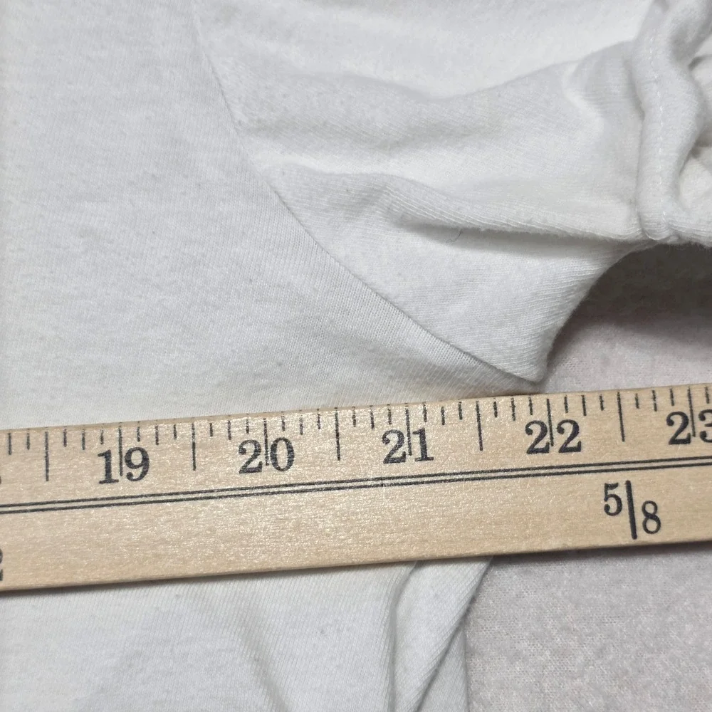 True Religion‎ V Neck T Shirt White Large Buddha Logo Graphic Tee READ
